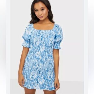 Faithfull the brand Magnolia Mini Dress in Blue Roos Tie Dye